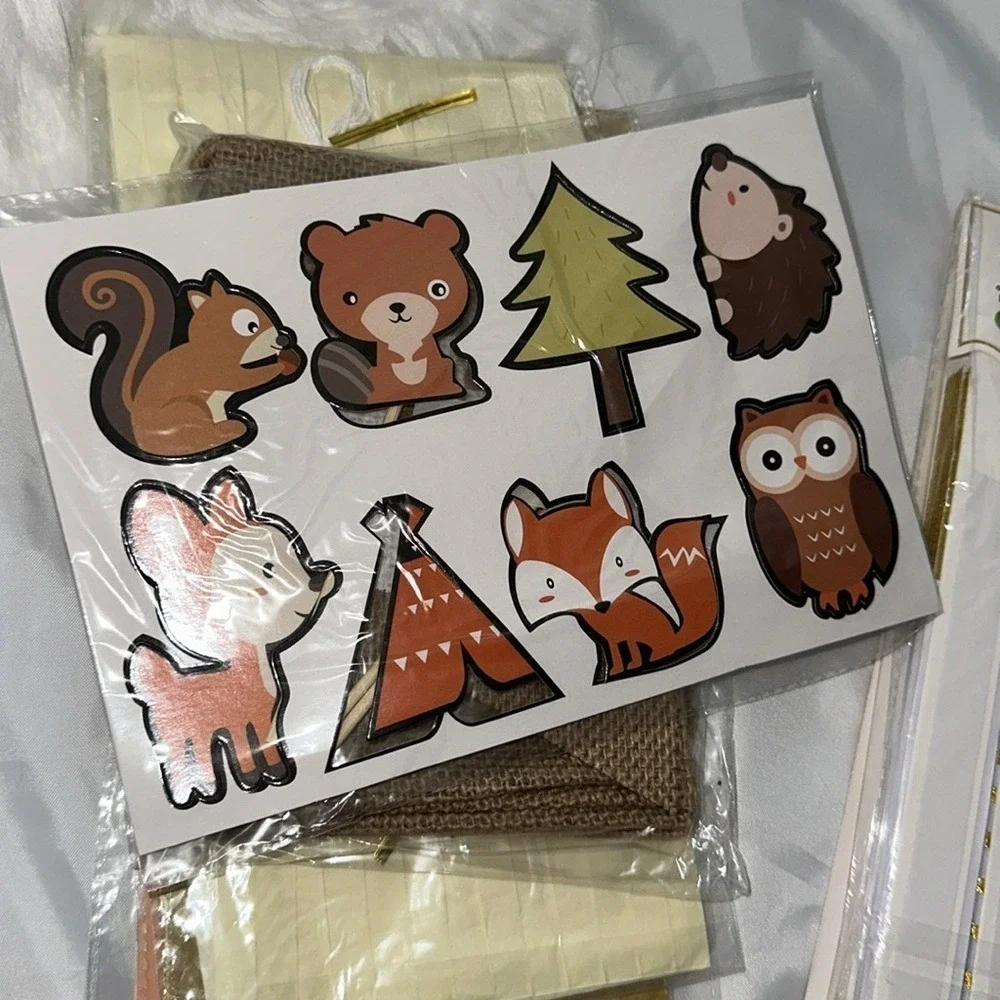 Luxomi Designs Woodland Baby Shower Decorations Mama Bear Sash Burlap Banner Set